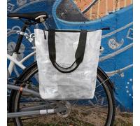 Borsa della spesa riciclata che si trasforma in borsa da bici Hapo-G ( Grigio )