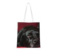 Borsa della spesa riutilizzabile, borsa della spesa, borsa a tracolla in tela multiuso,Animali domestici Labrador Retriever neri Bokeh Cani neri