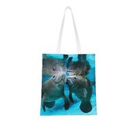 Borsa della spesa riutilizzabile, borsa della spesa, borsa a tracolla in tela multiuso,Bacio tra adorabili amanti dei lamantini