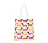 Borsa della spesa riutilizzabile, borsa della spesa, borsa a tracolla in tela multiuso,Bassotto Salsiccia Cani Cane Carino