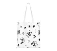 Borsa della spesa riutilizzabile, borsa della spesa, borsa a tracolla in tela multiuso,Boston Terrier con motivo canino