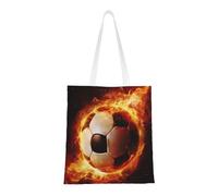 Borsa della spesa riutilizzabile, borsa della spesa, borsa a tracolla in tela multiuso,Calcio di fuoco stampato