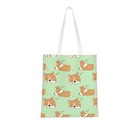 Borsa della spesa riutilizzabile, borsa della spesa, borsa a tracolla in tela multiuso,Carino cane Corgi