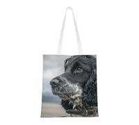 Borsa della spesa riutilizzabile, borsa della spesa, borsa a tracolla in tela multiuso,Cocker Spaniel Inglese Grandi Orecchie Ricce Nere