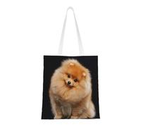 Borsa della spesa riutilizzabile, borsa della spesa, borsa a tracolla in tela multiuso,Cucciolo di cane Pomerania carino
