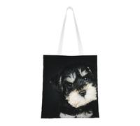 Borsa della spesa riutilizzabile, borsa della spesa, borsa a tracolla in tela multiuso,Cucciolo di Schnauzer nano