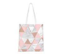 Borsa della spesa riutilizzabile, borsa della spesa, borsa a tracolla in tela multiuso,Diamante in marmo grigio e rosa in oro rosa