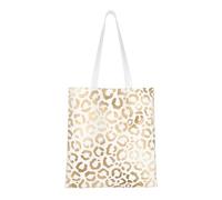 Borsa della spesa riutilizzabile, borsa della spesa, borsa a tracolla in tela multiuso,Elegante leopardo bianco oro ghepardo