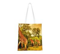 Borsa della spesa riutilizzabile, borsa della spesa, borsa a tracolla in tela multiuso,Giraffa selvaggia
