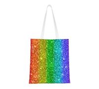 Borsa della spesa riutilizzabile, borsa della spesa, borsa a tracolla in tela multiuso,L'arcobaleno sembra con le paillettes