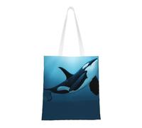 Borsa della spesa riutilizzabile, borsa della spesa, borsa a tracolla in tela multiuso,L'orca sognatrice
