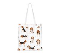 Borsa della spesa riutilizzabile, borsa della spesa, borsa a tracolla in tela multiuso,Modello di cane carino Beagle