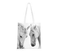 Borsa della spesa riutilizzabile, borsa della spesa, borsa a tracolla in tela multiuso,Modello di cavallo animale bianco