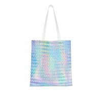 Borsa della spesa riutilizzabile, borsa della spesa, borsa a tracolla in tela multiuso,Ologramma colorato arcobaleno olografico