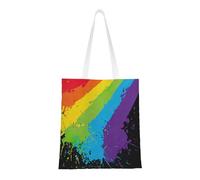 Borsa della spesa riutilizzabile, borsa della spesa, borsa a tracolla in tela multiuso,Rainbow Splat LGBT Pride
