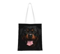 Borsa della spesa riutilizzabile, borsa della spesa, borsa a tracolla in tela multiuso,Ritratto di cane Rottweiler