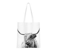 Borsa della spesa riutilizzabile, borsa della spesa, borsa a tracolla in tela multiuso,Ritratto di una mucca delle Highlands