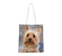 Borsa della spesa riutilizzabile, borsa della spesa, borsa a tracolla in tela multiuso,Ritratto di uno Yorkshire Terrier in miniatura