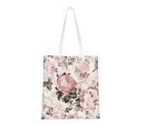 Borsa della spesa riutilizzabile, borsa della spesa, borsa a tracolla in tela multiuso,Rose rosa seppia vintage shabby chic