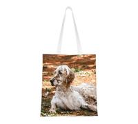 Borsa della spesa riutilizzabile, borsa della spesa, borsa a tracolla in tela multiuso,Setter inglese Autunno Animali domestici Cani Inglese