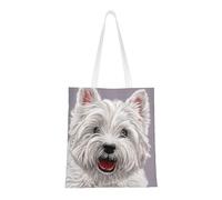 Borsa della spesa riutilizzabile, borsa della spesa, borsa a tracolla in tela multiuso,Simpatico cane West Highland Terrier stampato