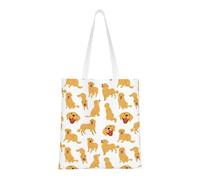 Borsa della spesa riutilizzabile, borsa della spesa, borsa a tracolla in tela multiuso,Simpatico motivo a forma di cane Golden Retriever