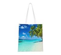 Borsa della spesa riutilizzabile, borsa della spesa, borsa a tracolla in tela multiuso,Spiaggia romantica