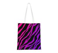 Borsa della spesa riutilizzabile, borsa della spesa, borsa a tracolla in tela multiuso,Strisce di zebra rosa viola