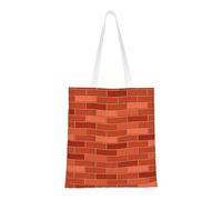 Borsa della spesa riutilizzabile, borsa della spesa, borsa a tracolla in tela multiuso,Texture di muro di mattoni rossi stampata