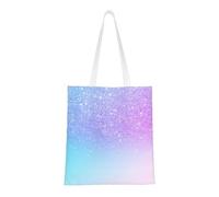 Borsa della spesa riutilizzabile, borsa della spesa, borsa a tracolla in tela multiuso,Viola Rosa Glitter Ombre Blu Gradiente
