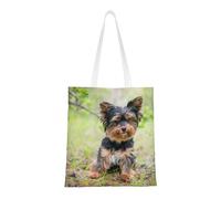 Borsa della spesa riutilizzabile, borsa della spesa, borsa a tracolla in tela multiuso,Yorkshire Terrier Cuccioli Animali Domestici Cani