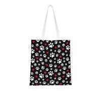 Borsa della spesa riutilizzabile, borsa della spesa, borsa a tracolla in tela multiuso,Zampa di cane Zampa di gatto Cuore Amore