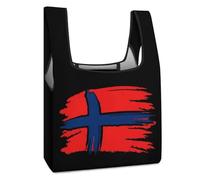Borsa della spesa riutilizzabile divertente con bandiera della Norvegia, borsa per la spesa pieghevole, lavabile, leggera, con manico