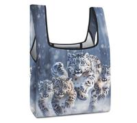 Borsa della spesa riutilizzabile divertente con stampa leopardo delle nevi borse della spesa pieghevoli lavabili tote leggera custodia con manico