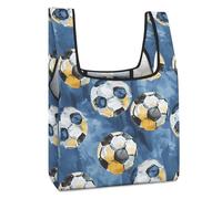 Borsa della spesa riutilizzabile divertente dell'acquerello di calcio stampato borse della spesa pieghevole lavabile Tote leggero sacchetto di immagazzinaggio con maniglia