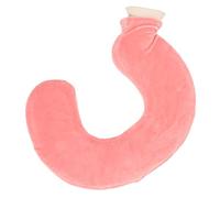 Borsa Dell'acqua Calda a Forma di U, Impacco Termico Scaldamani per Collo e Spalle, Borsa Dell'acqua Calda in Gomma Morbida per Collo Caldo con Copertura in Tessuto Staccabile, Borsa(Rosso carne)