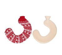 Borsa Dell'acqua Calda a Forma di U per Collo e Spalle, Borsa Dell'acqua Calda/fredda in Gomma da 1 Litro con Copertura in Maglia per Alleviare il Dolore, Inverno, Regalo di Natale(Rosso)