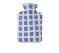 Borsa dell'acqua calda, Borsa for acqua calda riutilizzabile, scaldapiedi invernale, con copertura in peluche, da 2 pezzi(Blu,1500ml)