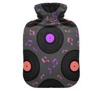 Borsa dell'acqua calda con coperchio, per registrare note musicali da 2 l, a prova di perdite, borsa dell'acqua calda per mani e piedi, collo, spalle, schiena, sollievo dal dolore muscolare, impacco
