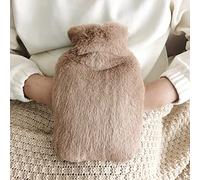 Borsa Dell'Acqua Calda con Copertura in Peluche Morbida, Borsa per L'Acqua Calda per Bambini, Donne E Anziani per Alleviare Il Dolore, Schiena, Collo E Spalle E Calde Notti,Caffè2,1L