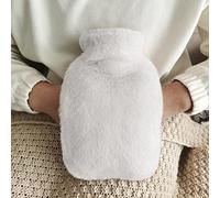 Borsa Dell'Acqua Calda con Copertura in Peluche Morbida, Borsa per L'Acqua Calda per Bambini, Donne E Anziani per Alleviare Il Dolore, Schiena, Collo E Spalle E Calde Notti,Bianco,1L