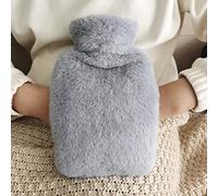 Borsa Dell'Acqua Calda con Copertura in Peluche Morbida, Borsa per L'Acqua Calda per Bambini, Donne E Anziani per Alleviare Il Dolore, Schiena, Collo E Spalle E Calde Notti,Grigio1,1L