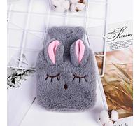 Borsa dell'acqua calda con rivestimento, capacità 350 ml, con morbido rivestimento in peluche, sicura e durevole, per la mano del piede, mantiene al caldo, sollievo rapido dal dolore (grigio)