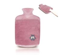 Borsa dell'acqua calda da 2,0L, con coperchio e morbida fodera in pelliccia, tasca a marsupio,a prova di perdite, bottiglia da letto con morbido rivestimento rimovibile,ideale per alleviare il dolore