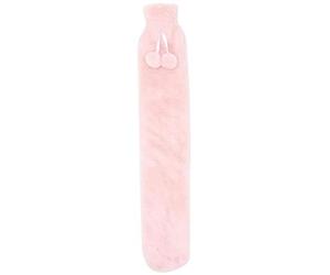 Borsa dell'acqua calda extra lunga con coperchio da 2 l, morbida per bambini, tubo dell'acqua calda per collo e spalle, 73 x 13 cm, con scaldacollo (rosa)
