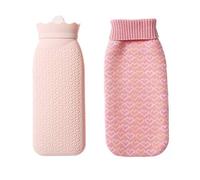 Borsa dell'acqua calda in gomma a tenuta stagna, Borsa dell'acqua calda multicolore con copertura in pile for alleviare il dolore(Roze)