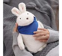 Borsa dell'acqua calda in gomma, borsa dell'acqua calda in gomma o bottiglia dell'acqua fredda con copertura per animali di peluche per l'home office(coniglio bianco)