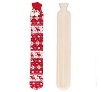 Borsa dell'acqua calda in gomma, grande, 2000 ml, riscaldamento rapido, calore duraturo, per alleviare il mal di schiena e la vita, riscaldamento invernale, essenziale, 72 cm x 12 (Cervo rosso)