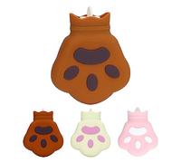 Borsa Dell'acqua Calda Portatile Piccola Borsa Dell'acqua Calda in Silicone per Microonde Scaldamani con Zampa D'orso per Impacchi Caldi e Freddi, Regali di Festa, Inverno Freddo(Marrone)