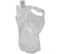 Borsa dell'acqua pieghevole in PE da 2 l, confezione da 5 pezzi, per campeggio, escursionismo, ciclismo, uso esterno, pieghevole, leggera, con bocca larga e manico integrato